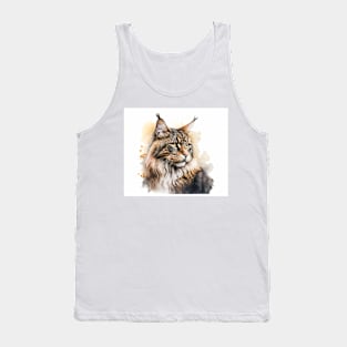 Maine Coon Cat Watercolour Painting Tank Top